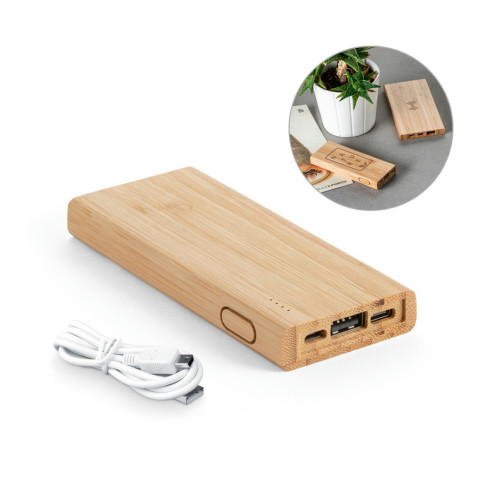 Power bank portátil em Bambu