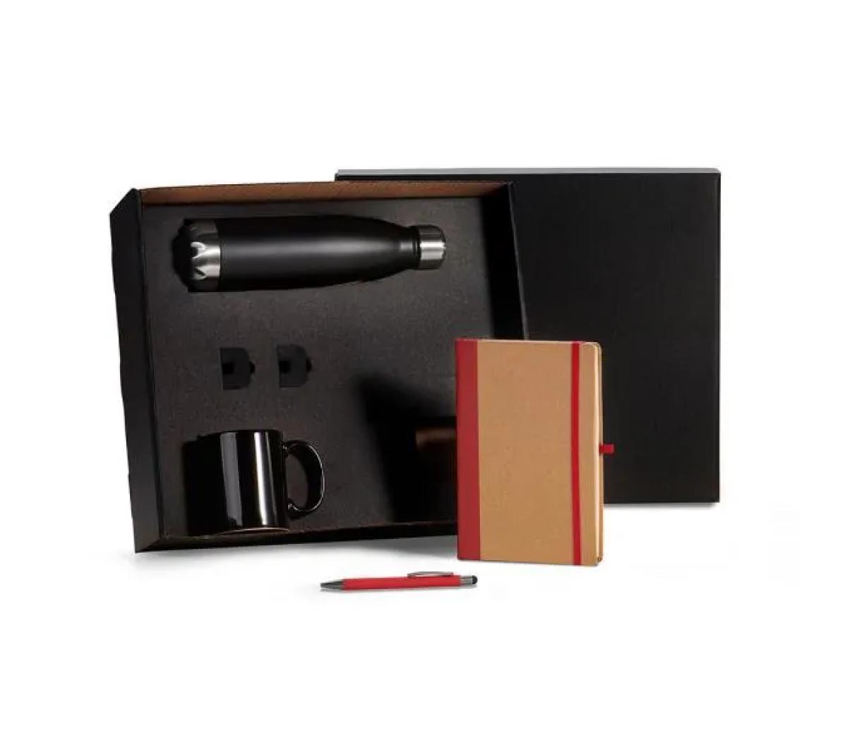 Kit Escritório 4 Peças Vermelho Inox