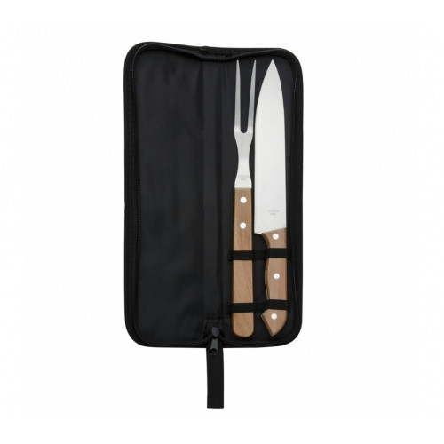 Kit Churrasco em Inox e Madeira