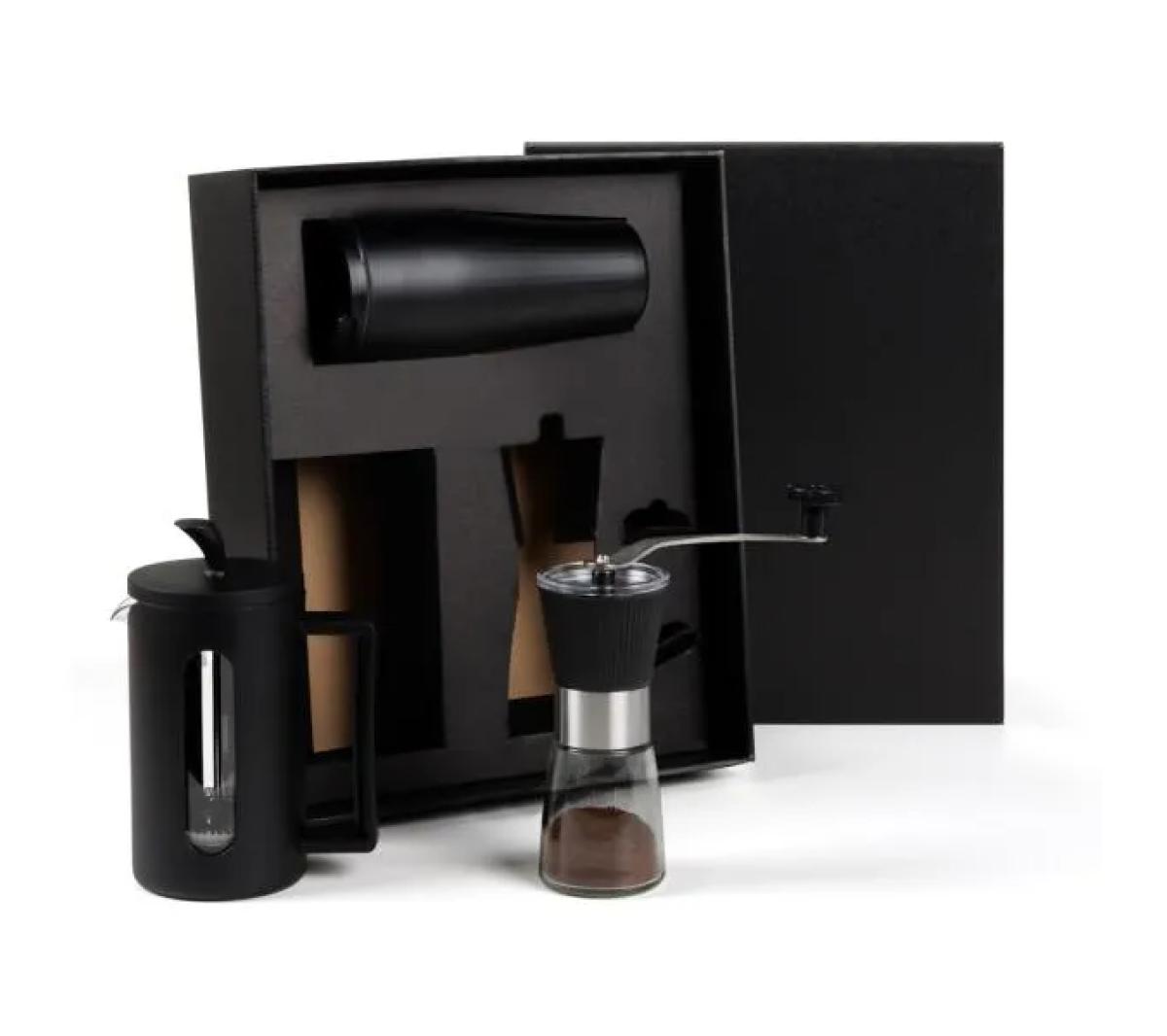 Kit Cafeteira, Moedor e Copo em Metal, e Plástico 600ml