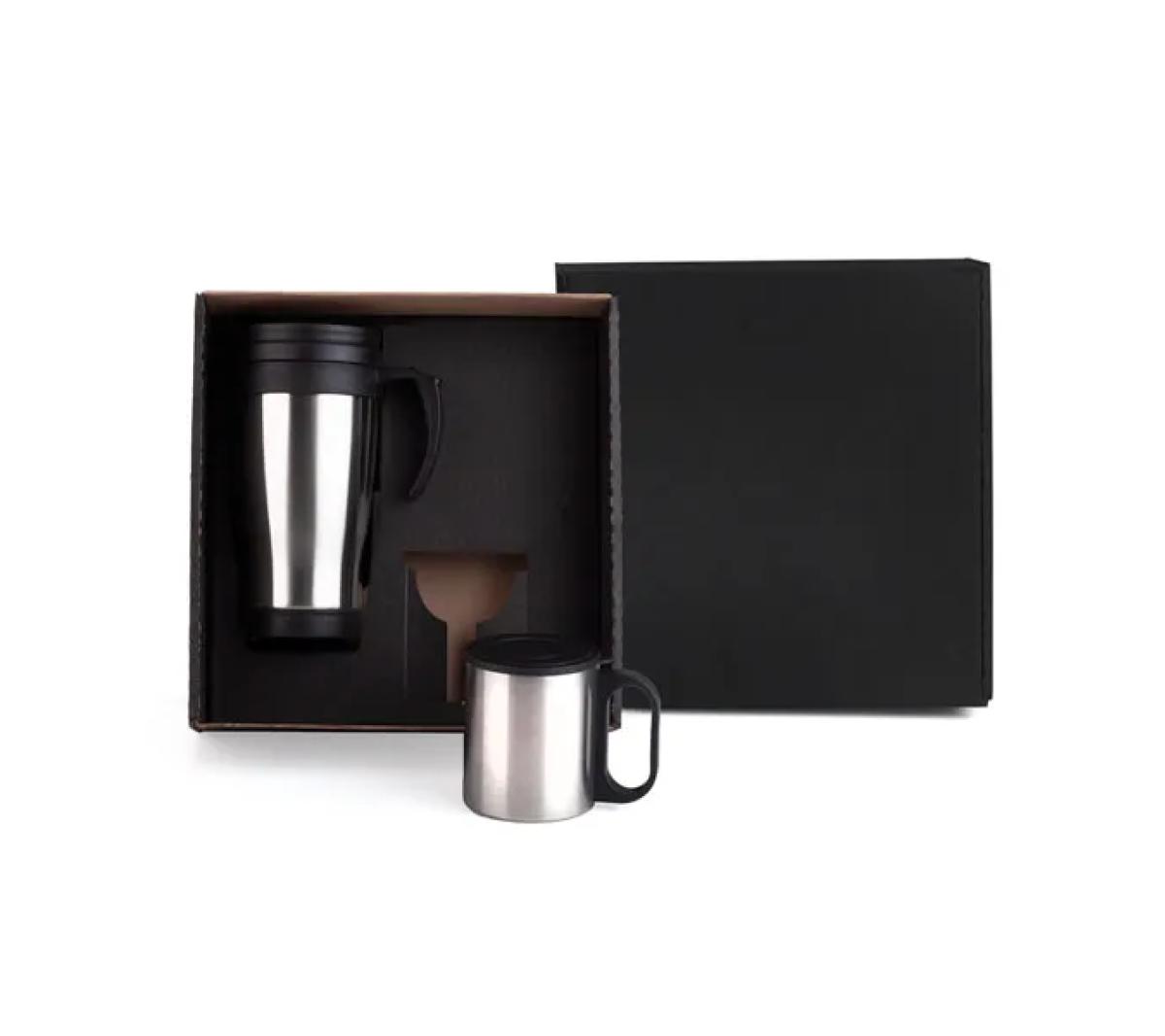 Conjunto de Canecas Aço Inox 400/180ml