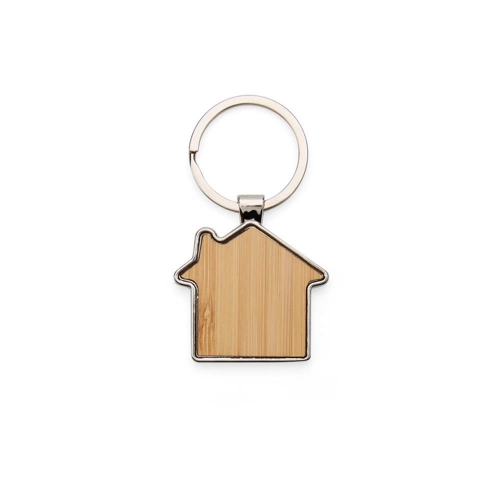 Chaveiro Metal e Bambu Formato Casa