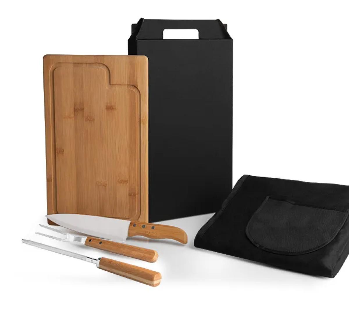 Conjunto para Churrasco Bambu e Inox 5 Peças