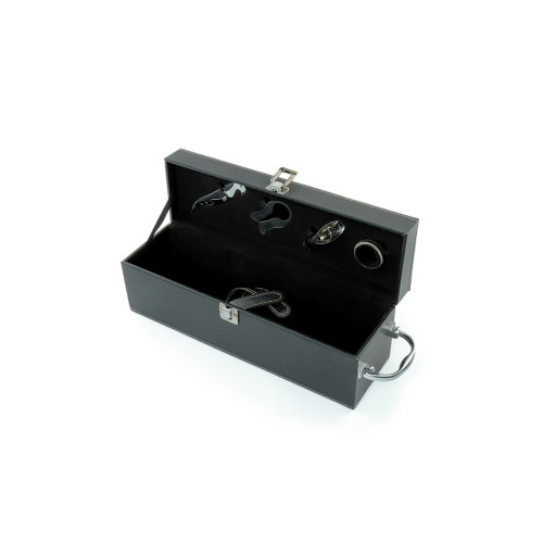 Maleta Kit Vinho Couro Sintético para 1 Garrafa 11,9x11,4cm