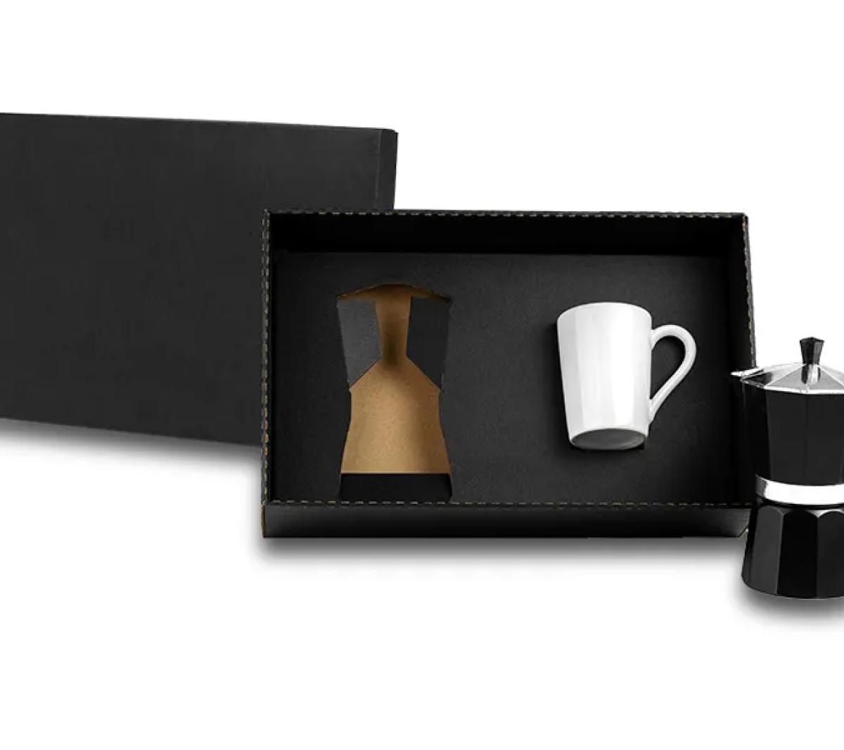 Kit para Café: Cafeteira Alumínio e Caneca Cerâmica 230ml