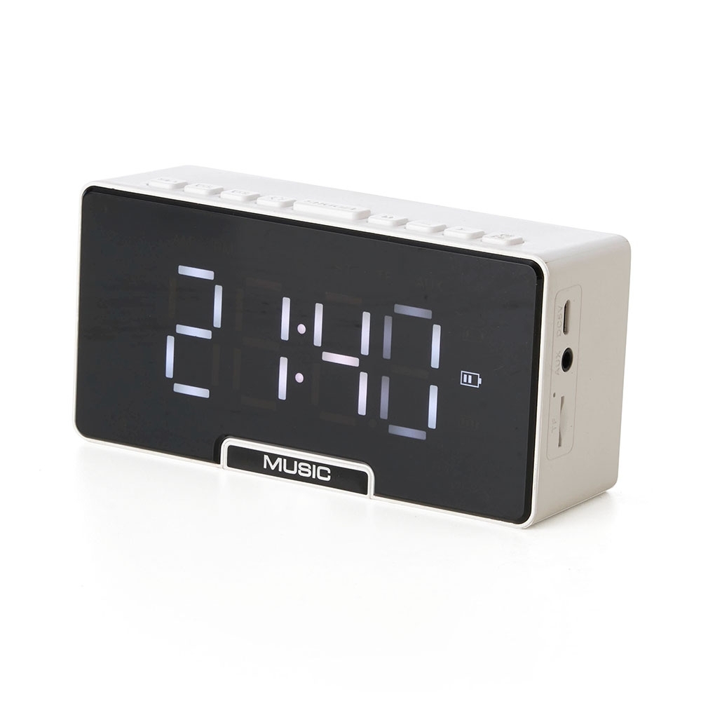Caixa de Som Plástica com Relógio LED 6,3x15,6cm