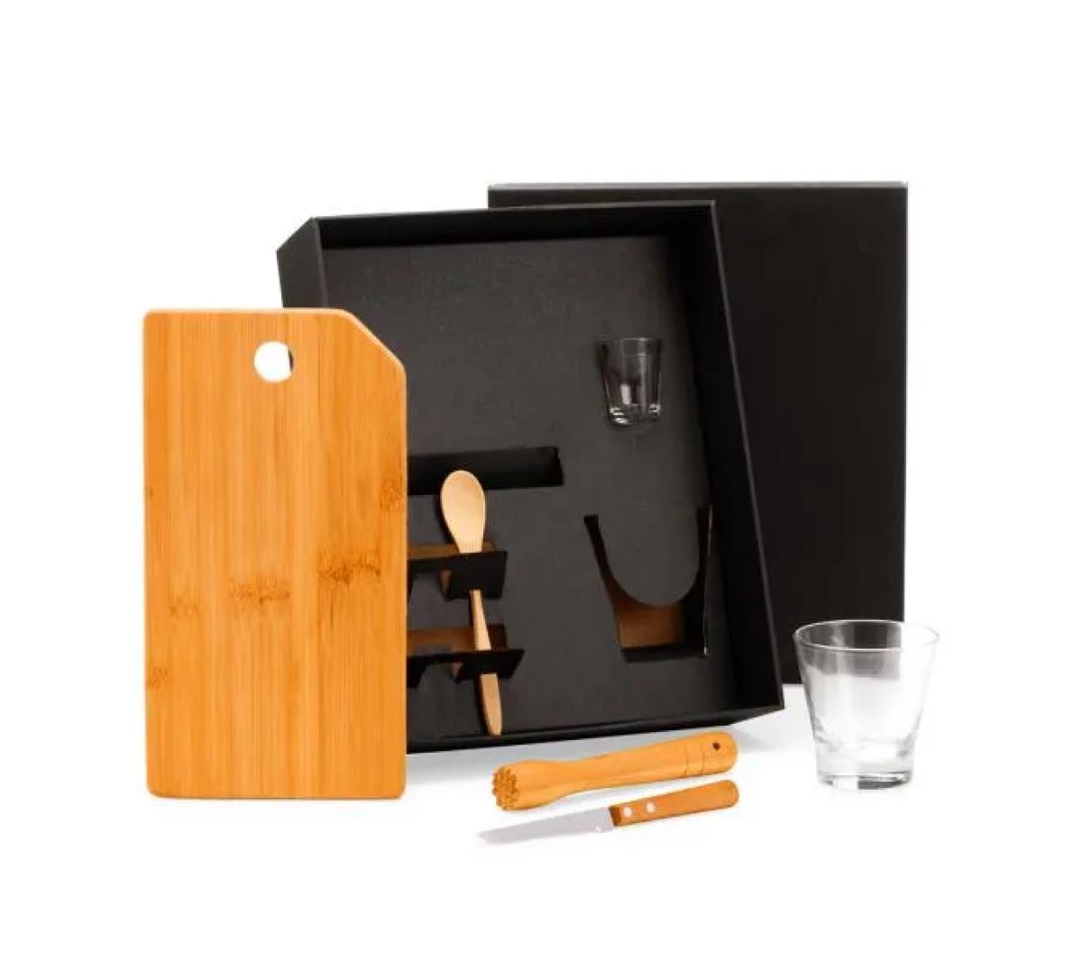 Kit para Bar em Bambu e Vidro 45ml