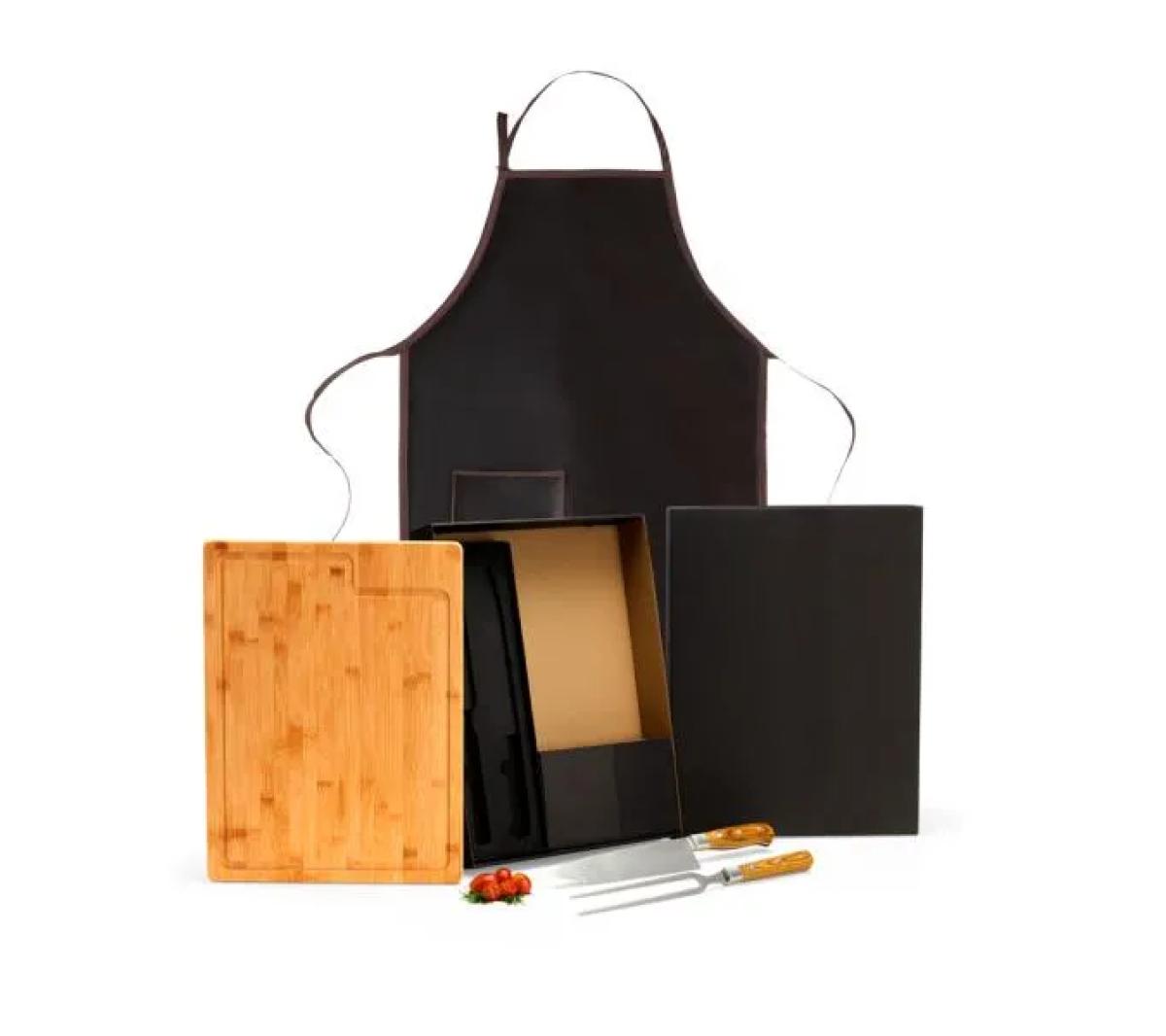 Kit Churrasco Bambu e Inox 4 Peças