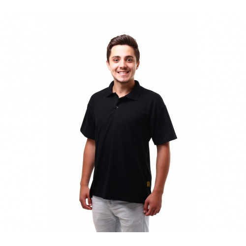 Camisa Polo Malha Piquet PA Preta Poliéster