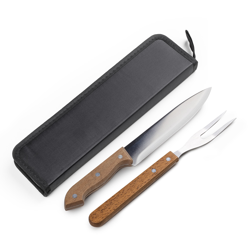 Kit Churrasco Nylon e Madeira 3 Peças 33,5x8,5cm