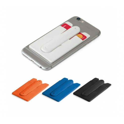Porta-Cartões Silicone Adesivo com Suporte para Smartphone
