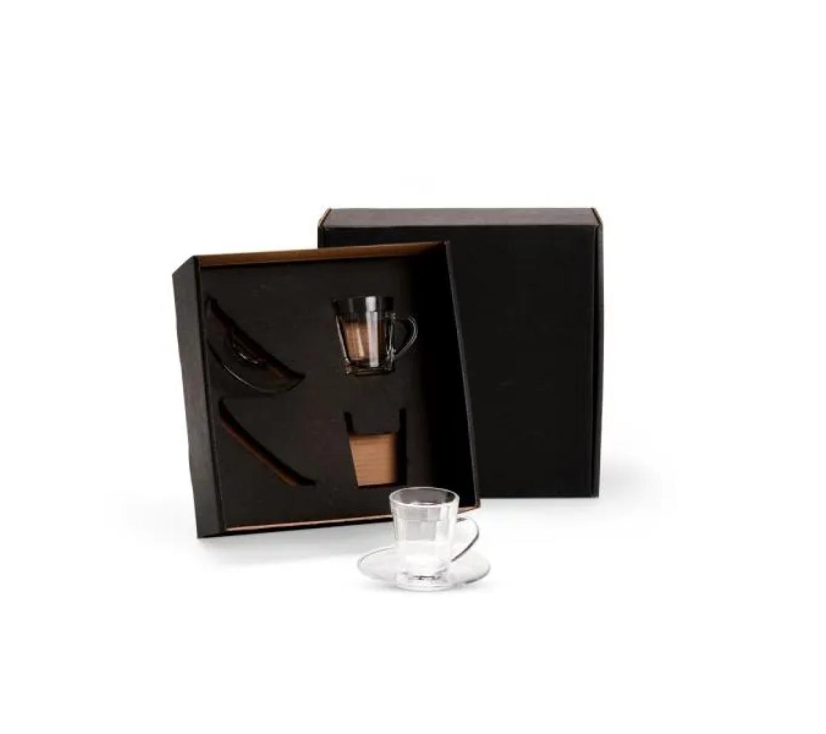 Conjunto de Xícaras Americano com Pires em Vidro 90ml