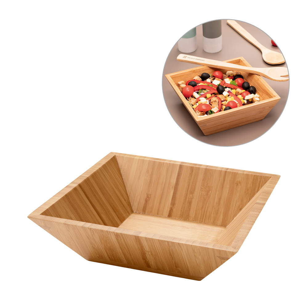 Saladeira em Bambu Quadrada 214x214mm