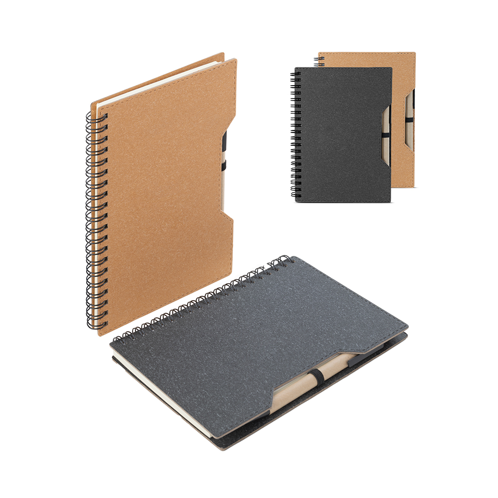 Kit Caderno Papelão Reciclado com Caneta 70 Folhas Sem Pauta