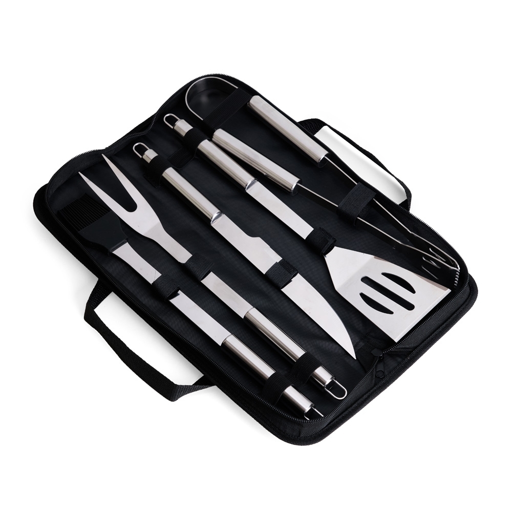 Kit Churrasco Inox 5 Peças 38,5x11cm