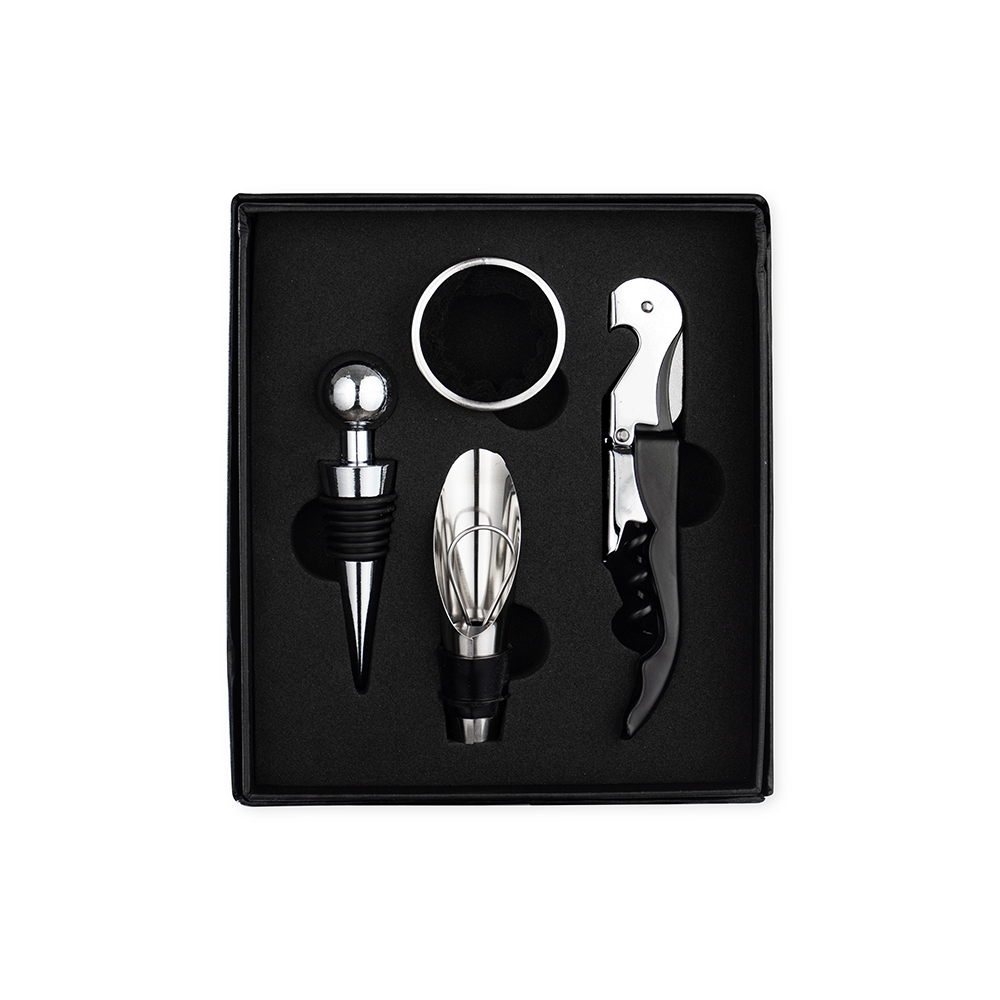 Kit Vinho 4 Peças em Metal Inox 15,7x13,8cm