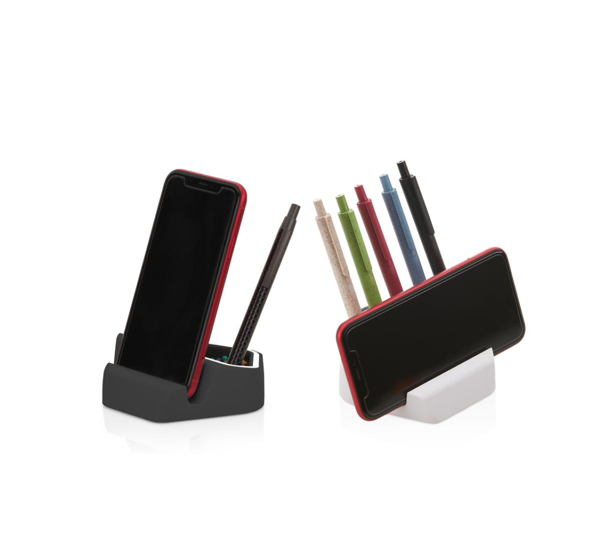 Suporte para Celular e Porta-Canetas Plástico ABS 12,4x12,4cm