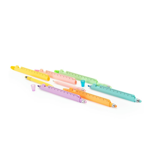 Caneta Marca-texto Plástica com Régua e Touch 15,9x1,9cm