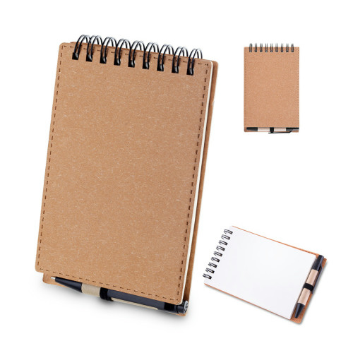 Kit Mini Caderno e Caneta Papelão Reciclado 14x9 cm