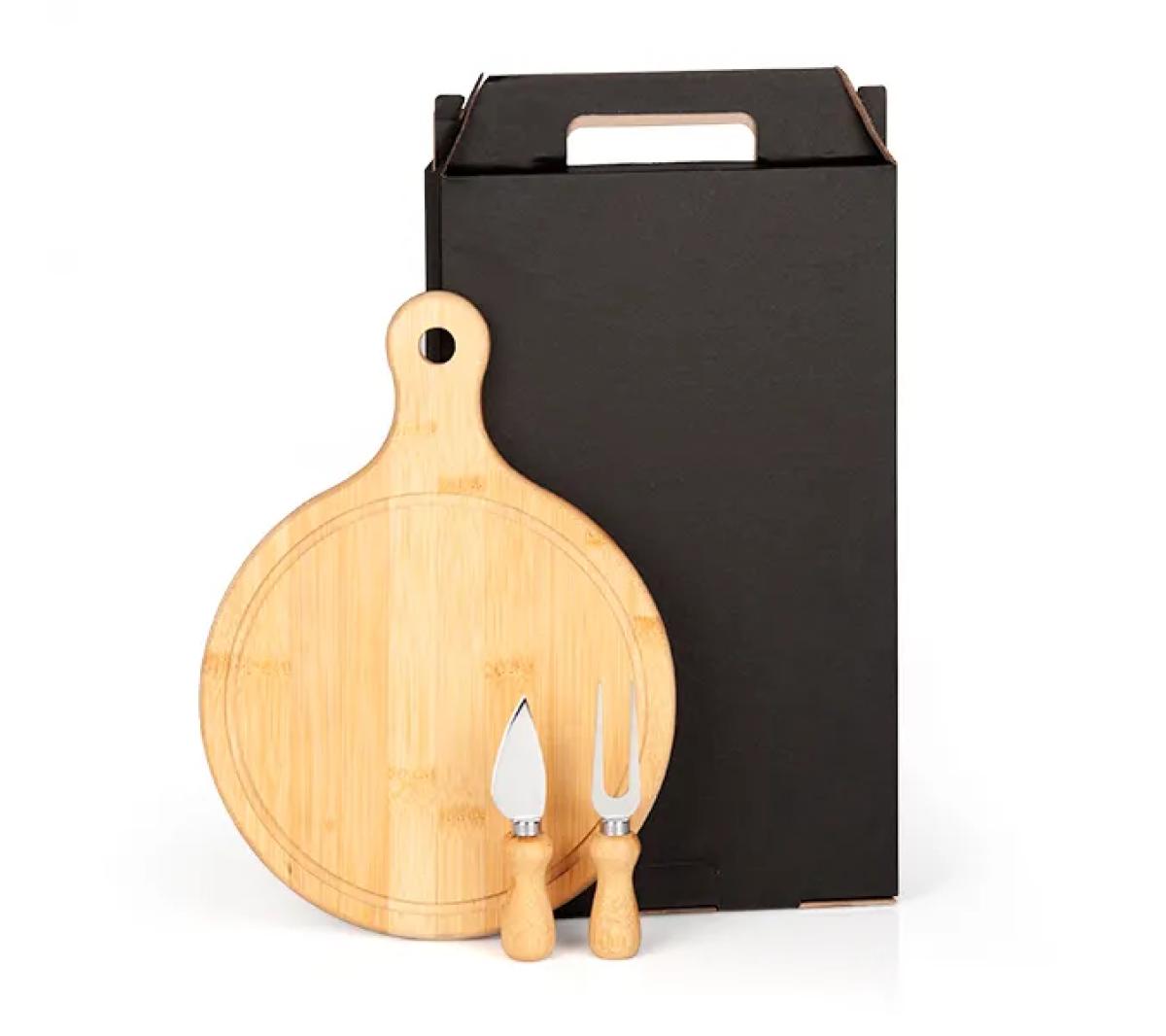 Conjunto para Queijo em Bambu e Inox 3 Peças