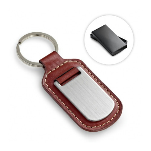 Chaveiro Executivo Couro Sintético e Metal 74mm