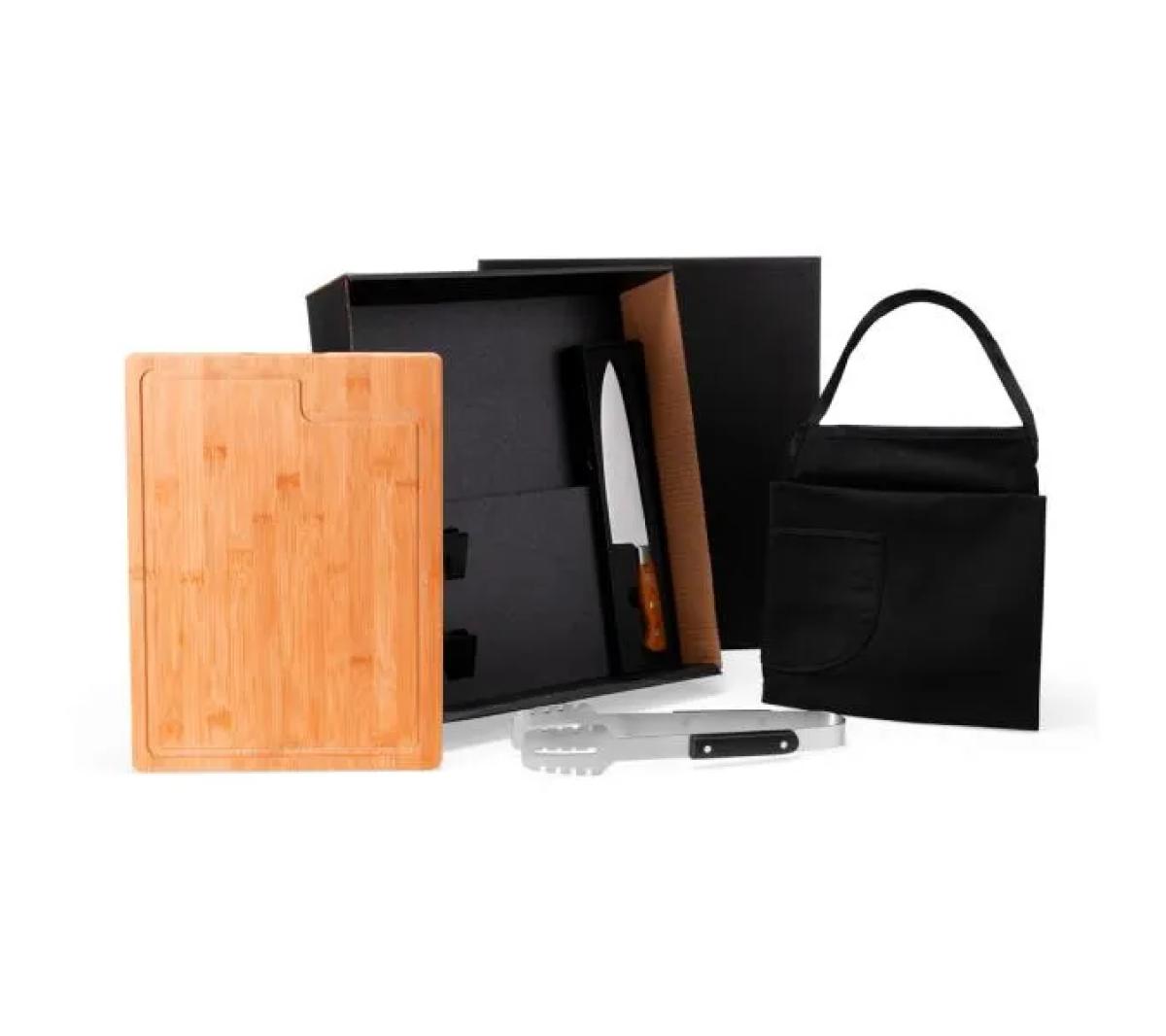 Kit Churrasco em Bambu e Inox 4 Peças