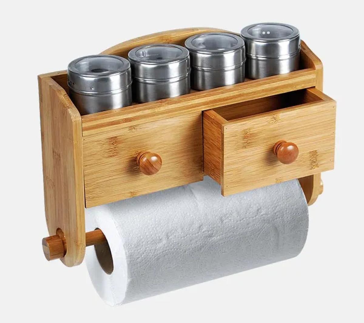 Porta Condimentos em Bambu com Gavetas