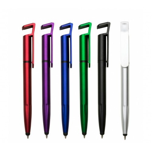 Caneta Plástica Touch Giro com Suporte para Celular