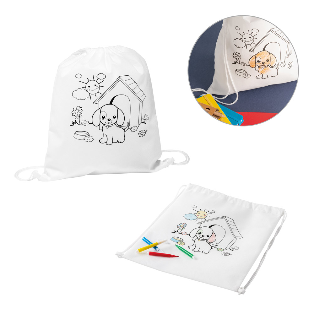 Sacola tipo mochila para colorir non-woven 300x350mm
