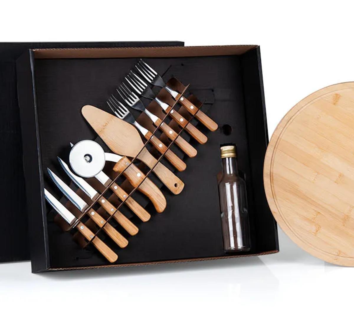 Conjunto para Pizza em Bambu 12 Pçs