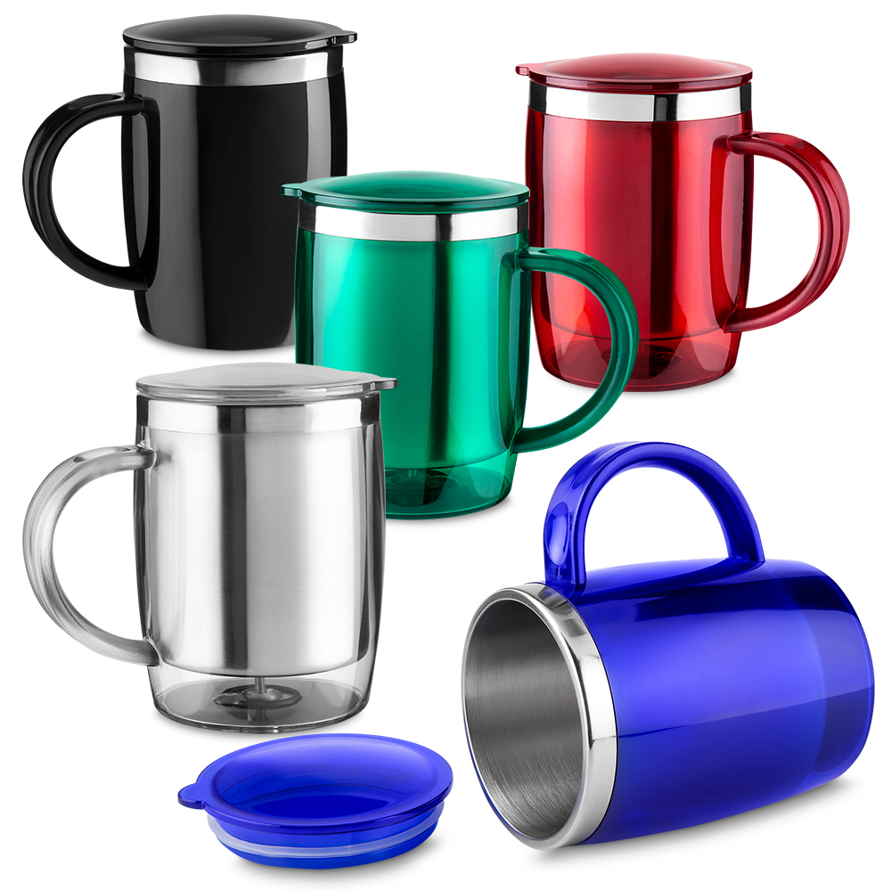 Caneca Plástica com interior Inox 400ml