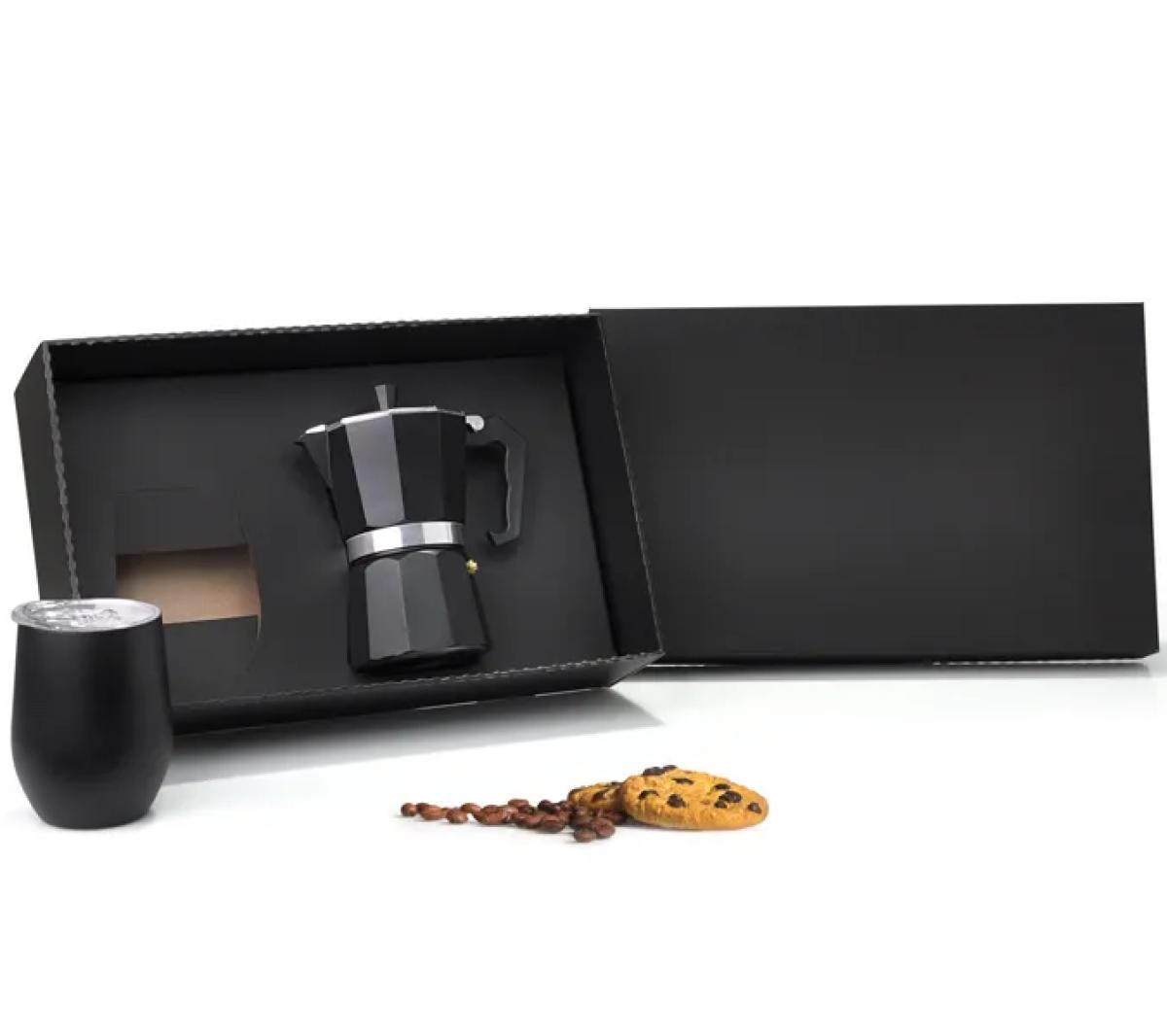 Kit para Café Cafeteira Italiana Alumínio e Copo Térmico Inox
