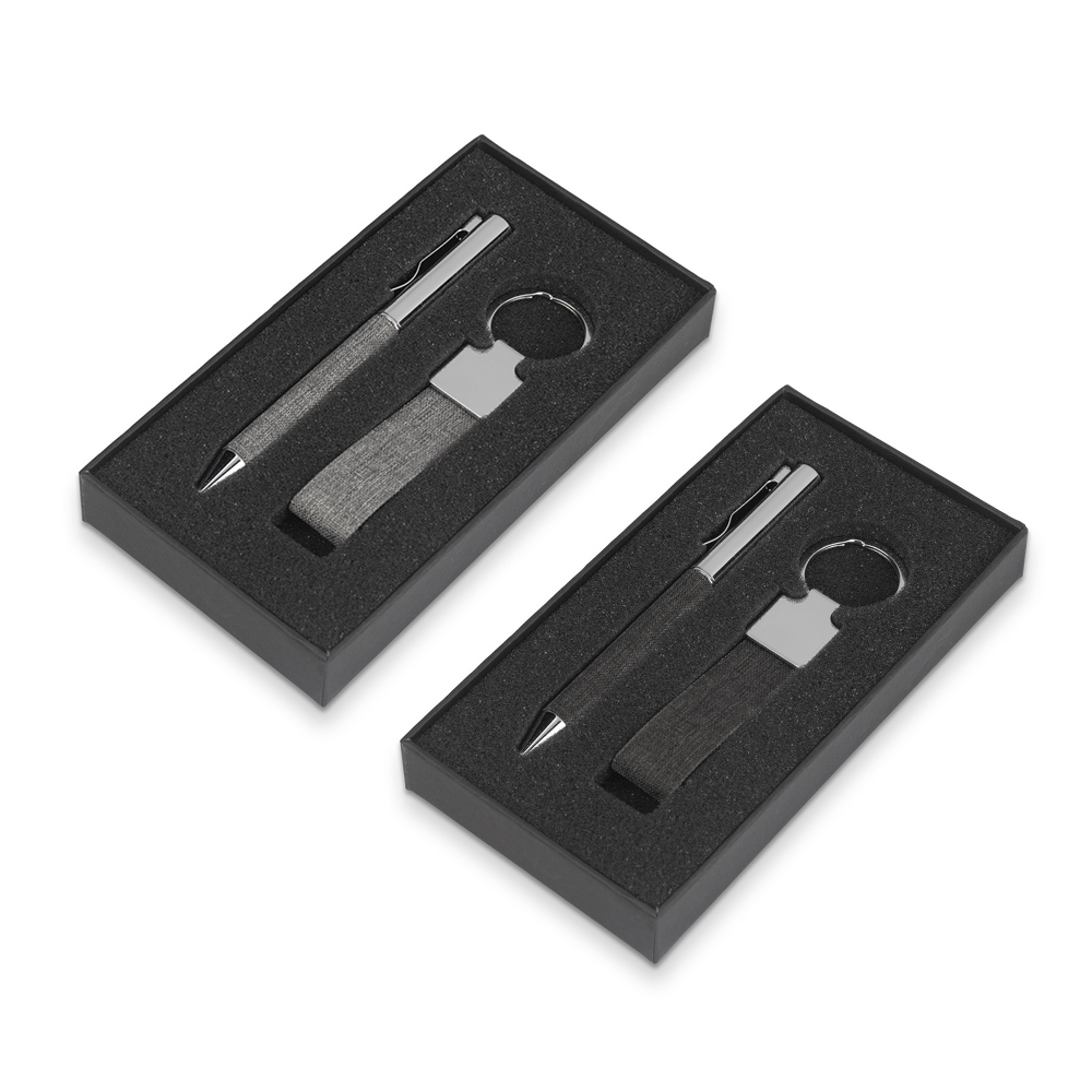 Kit Caneta e Chaveiro em Metal 17x9cm