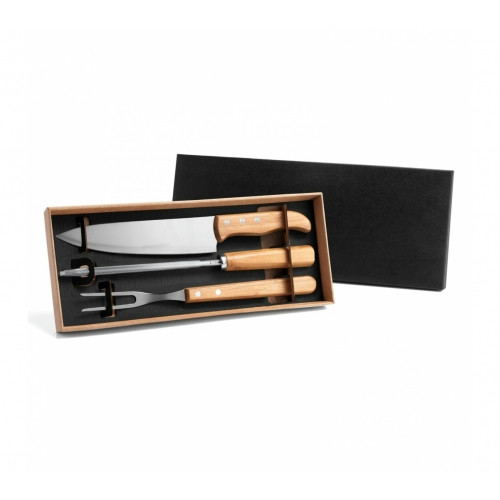 Kit Churrasco Inox e Bambu 355x145mm