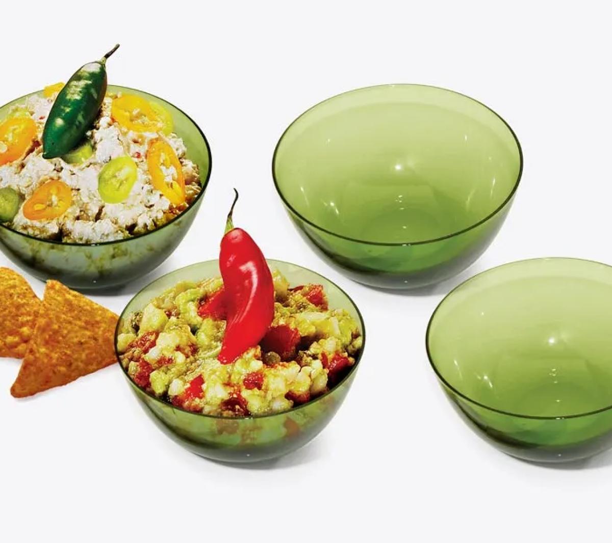 Kit Tigelas Vidro Verde 4 Peças 350ml