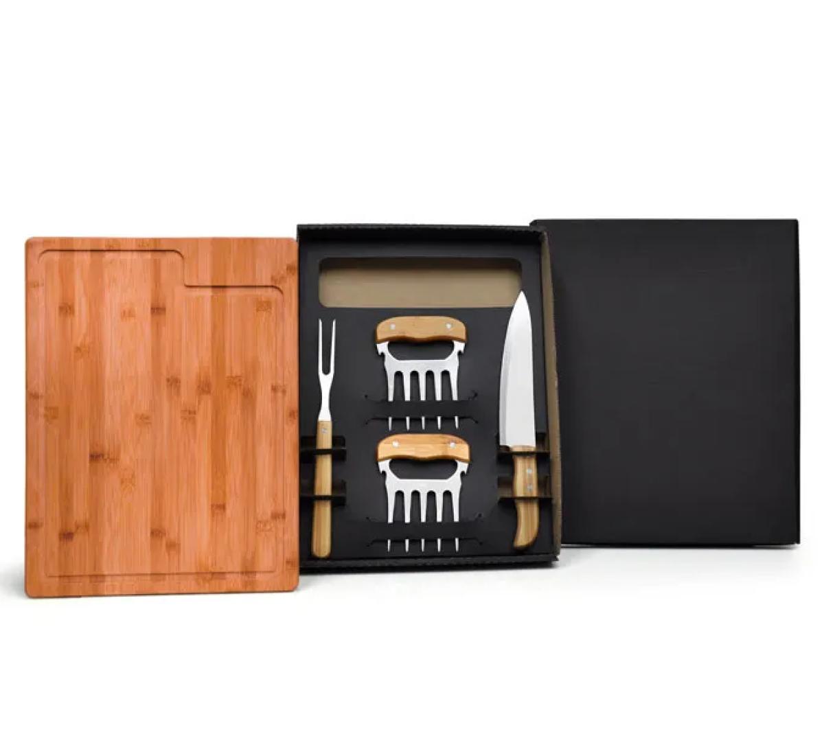 Kit para Churrasco Bambu/Aço Inox 5 Pçs
