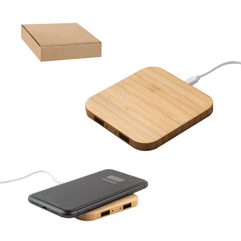Carregador Wireless Hub em Bambu 15W 93x93mm