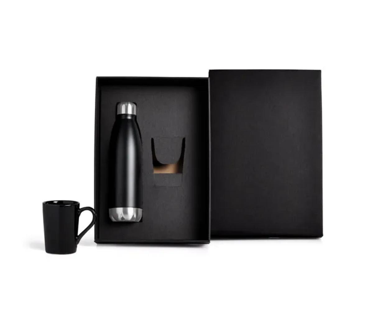 Kit Garrafa Aço Inox e Caneca Cerâmica