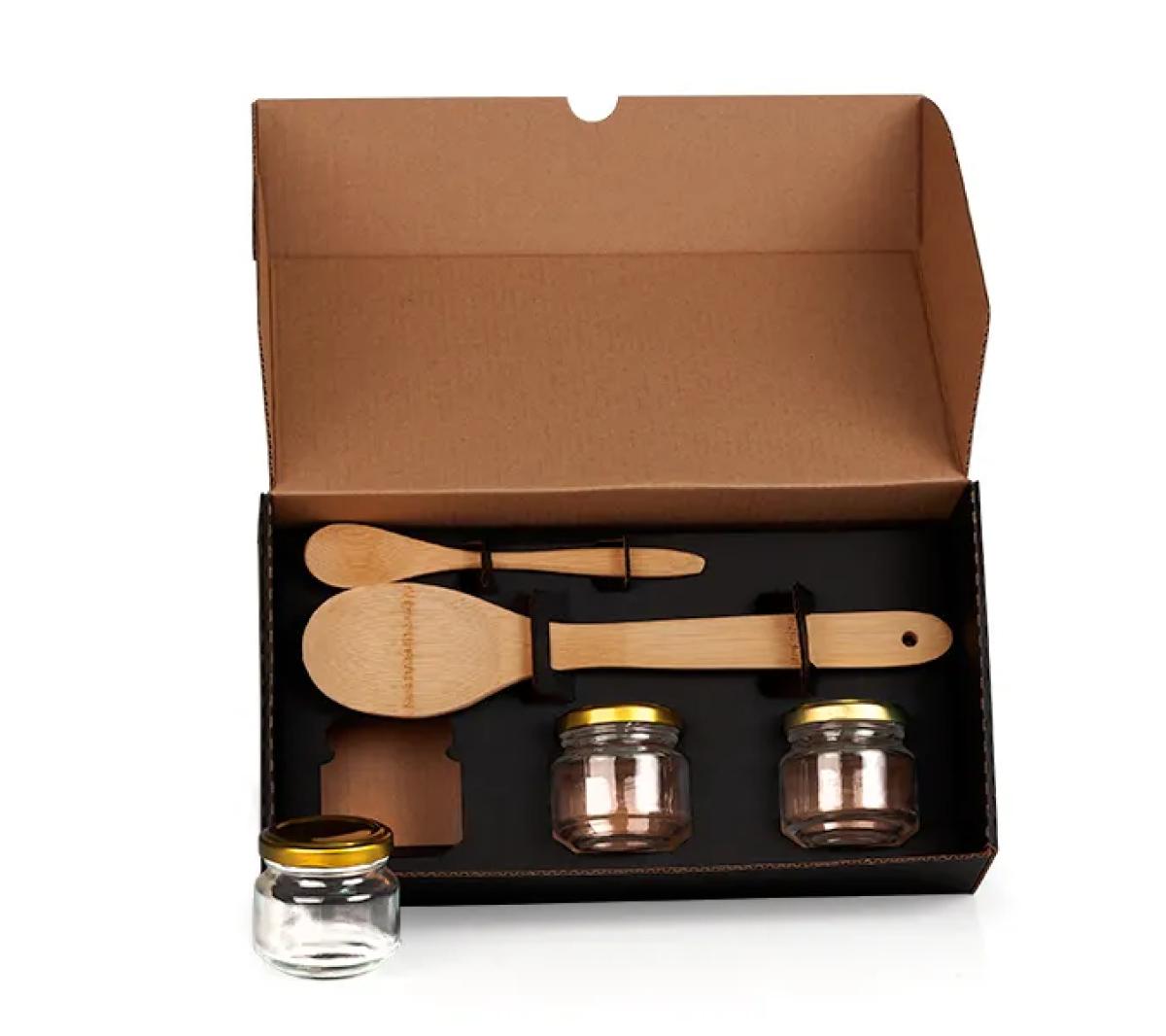 Conjunto para Temperos em Vidro e Bambu 5 Peças