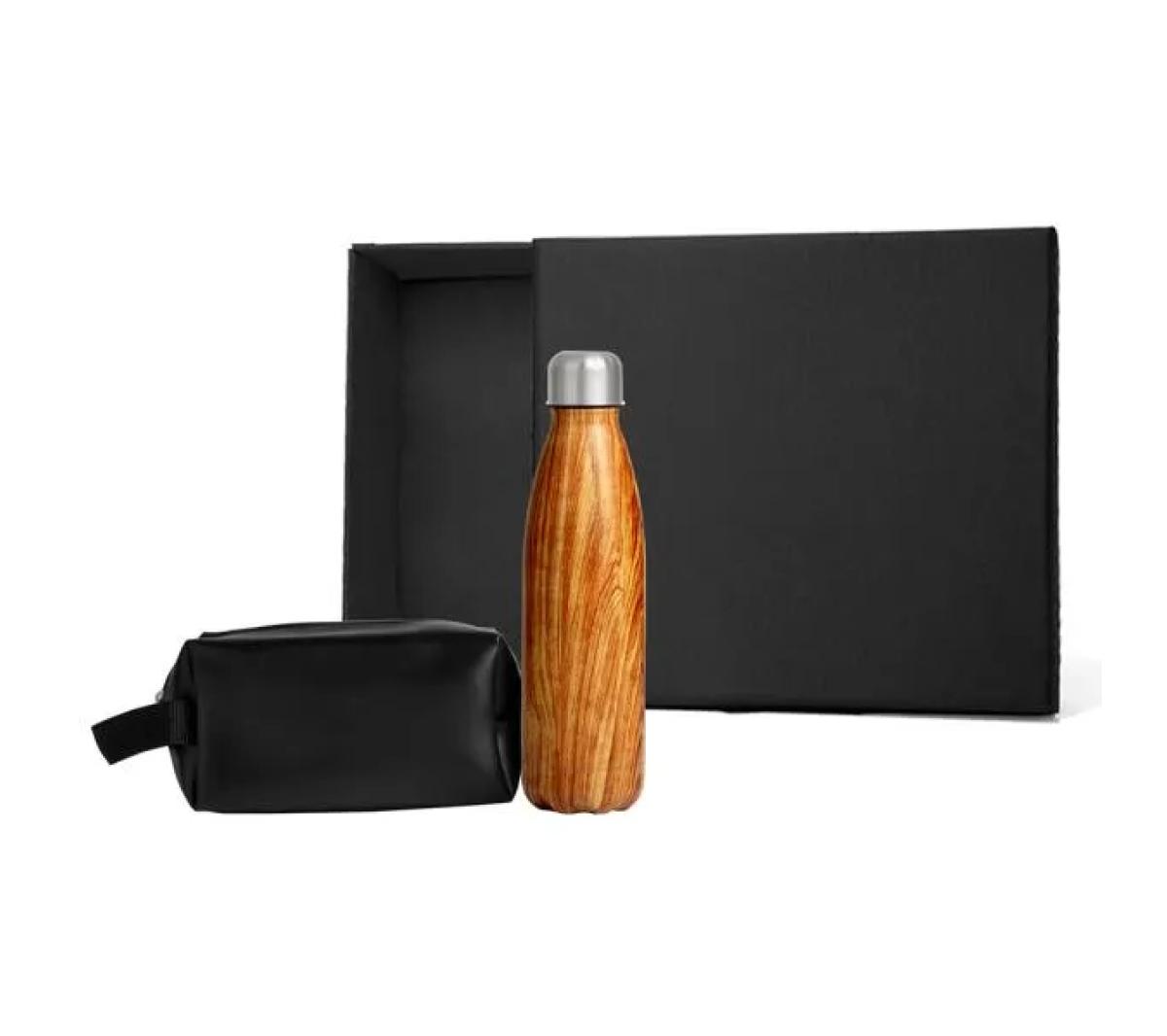 Kit Garrafa Inox e Necessaire Sintética