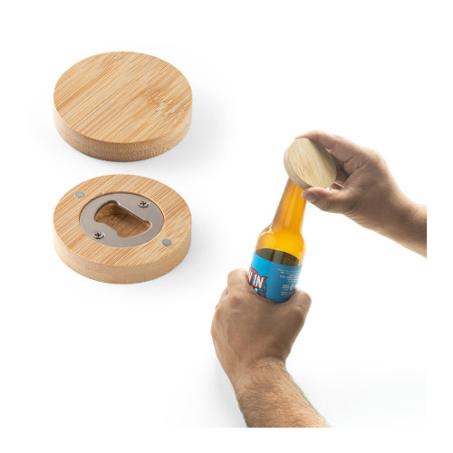 Porta-Copos Bambu Magnético com Abridor 6,5cm