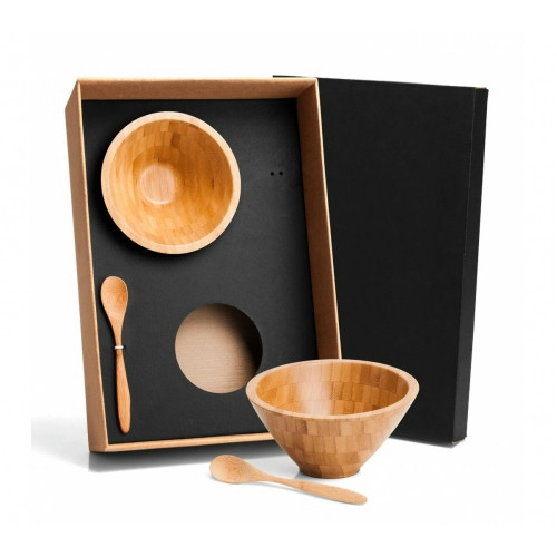 Kit de Cumbucas e Colheres em Bambu 4 peças 350x240mm