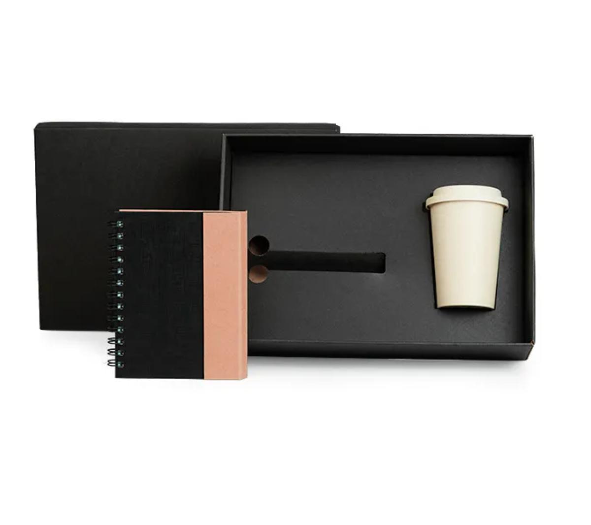Kit Caderno, Caneta e Copo em Fibra de Bambu