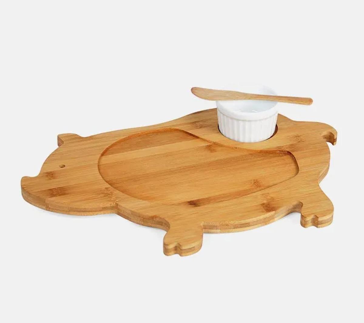 Kit Petisco Bambu Porcelana Formato Porco