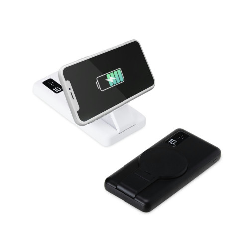 Power Bank Plástico 10.000mAh Indução Suporte Inclinável