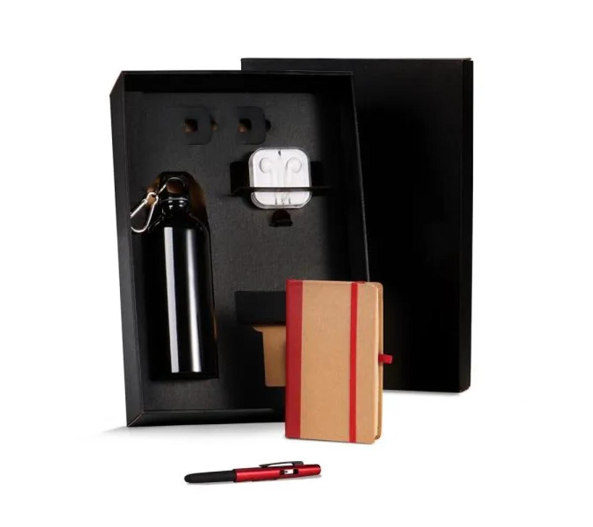 Kit Squeeze Alumínio, Fone, Caderno e Caneta