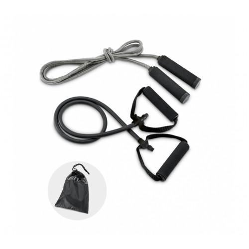 Kit Fitness em Borracha com Corda e Faixa 210x270mm