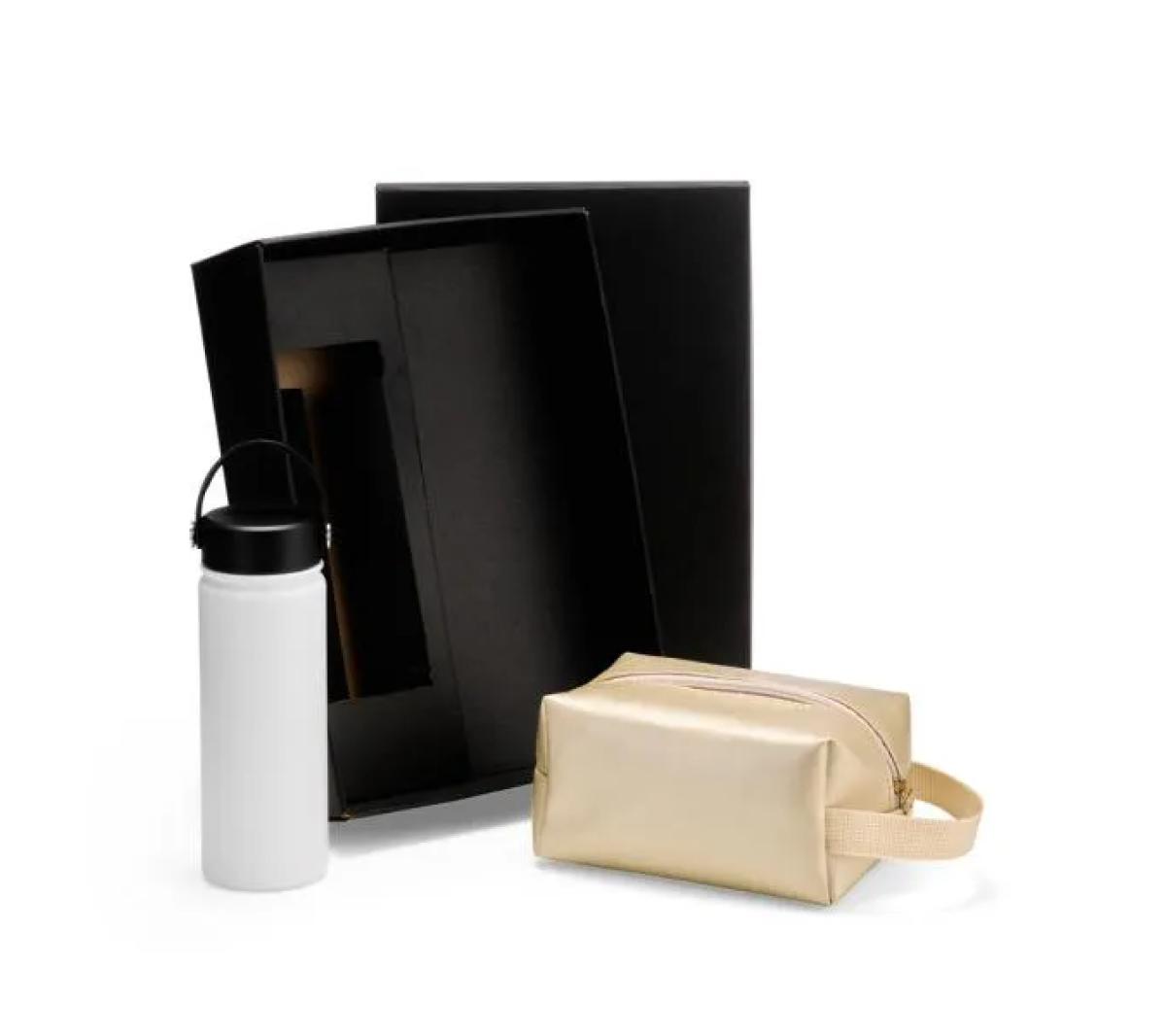 Kit Garrafa Inox e Necessaire Sintética