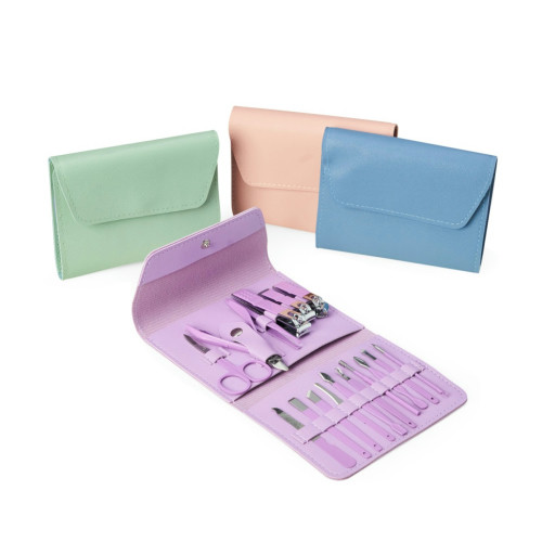 Kit Manicure 16 Peças em Couro Sintético
