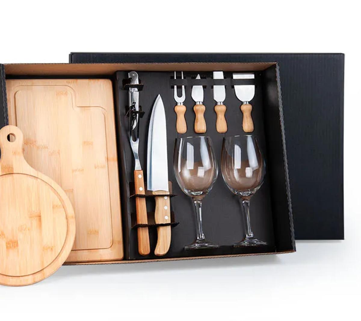 Kit Queijo, Churrasco e Vinho Bambu 11 Pçs